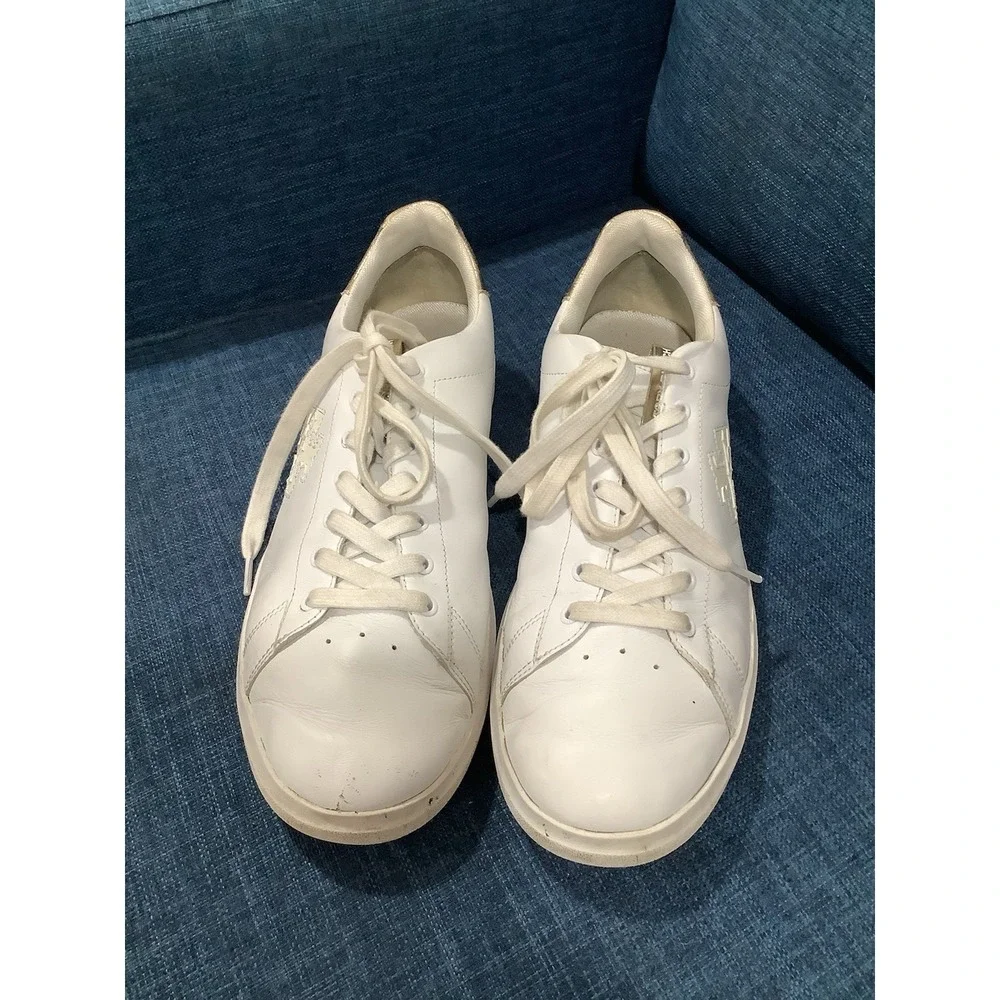 New TORY BURCH DOUBLE T HOWELL COURT SNEAKER WHITE SIZE 13 M